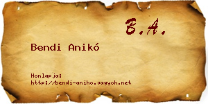 Bendi Anikó névjegykártya